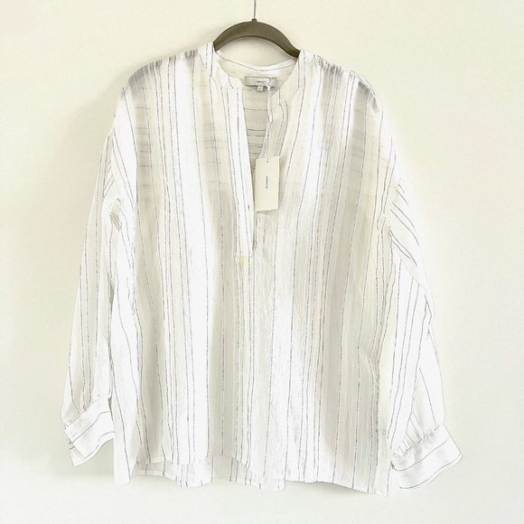 Vince Drape Striped Pullover Blouse Size S - Picture 3 of 11